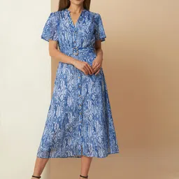 Chemistry Women Animal Printed Mandarin Collar Shirt Midi Dress-picture-15