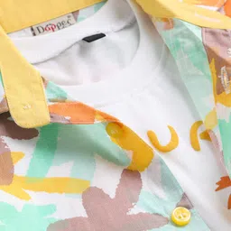 Dapper Dudes Half Sleeves Palm Tree Printed Shirt With Tee Set - Multi Colour image 5