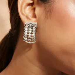 D'oro Women Contemporary Half Hoop Earrings image 4
