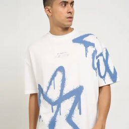 Sf Jeans By Pantaloons Off White Cotton Boxy Fit Printed T-Shirt-picture-46