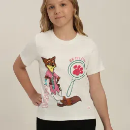 VERO MODA GIRL Bright White Cotton Printed T-Shirt-image-29