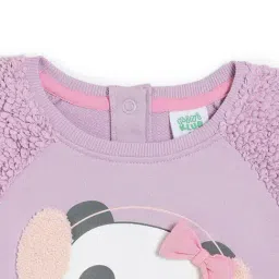 Miniklub Girls Lilac Knit Applique Regular Fit Sweatshirt image 3