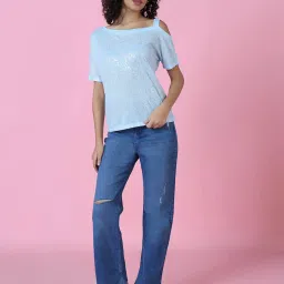 showoffff SHOWOFF Blue Printed Top image 4