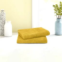 Spaces Solid Yellow Cotton Hand Towels - Set of 2-picture-20