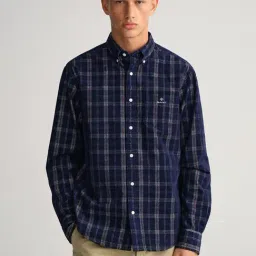 GANT Navy Regular Fit Check Cotton Shirt-picture-38