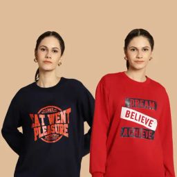 Vimal Jonney Navy & Maroon Printed Sweatshirt - Pack Of 2-picture-1