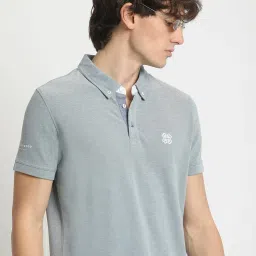 The Bear House Blue Cotton Regular Fit Polo T-Shirt image 4