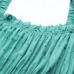 Label Ritu Kumar Aqua Solid Fit & Flare Short Dress image 4