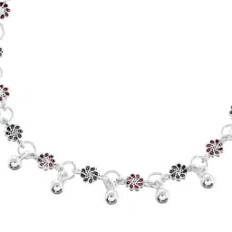 VOJ Silver Plated Red & Green Anklets for Women Set of 2 image 5