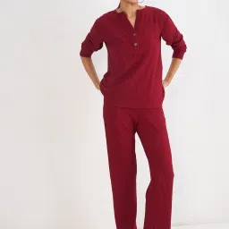 FEMMELLA Red Viscose Solid T-Shirt image 4