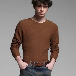 Jack & Jones Red Cotton Slim Fit Texture Pullover image 4