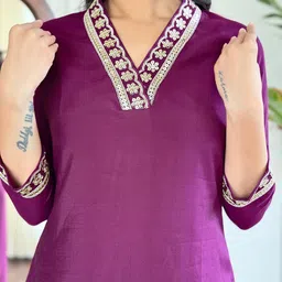 Siya Fashion Ethnic Motifs Embroidered Sequinned Straight Kurta With Trousers & Dupatta image 3