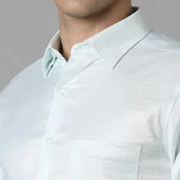 Louis Philippe Blue Slim fit Texture Formal Shirt image 4