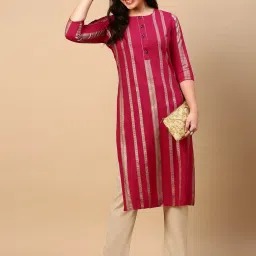 showoffff SHOWOFF Pink & Gold Printed Kurta image 4