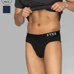 XYXX Black & Navy Cotton Briefs - Pack of 2-image-41