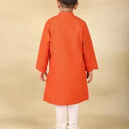 Fabindia Boys Orange Cotton Printed Kurta image 4