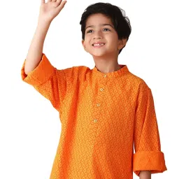 Fabindia Kids Orange Printed Full Sleeves Kurta image 4