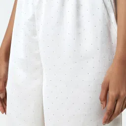 Wardrobe by Westside Ivory Embellished High-Rise Trousers image 4