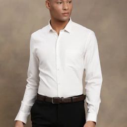 Turtle White Cotton Slim Fit Self Design Shirt-picture-18