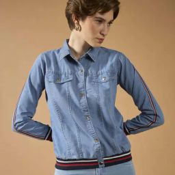 Dolce Crudo Blue Relaxed Fit Striped Jacket-picture-18