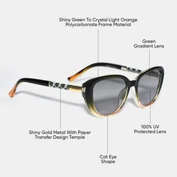 Espee Women Green Lens & Green Cateye Sunglasses with UV Protected Lens image 2