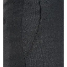 Louis Philippe Dark Grey Slim Fit Checks Flat Front Trousers image 4