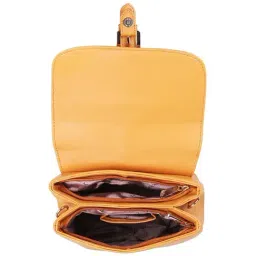 Mochi Yellow Textured Medium Sling Handbag image 4