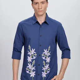 Eszett Floral Printed Spread Collar Pure Cotton Shirt-picture-29