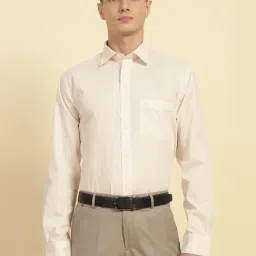 Cantabil Peach Regular Fit Solid Formal Shirt-image-33