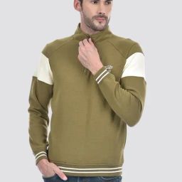 Numero Uno Military Olive Regular Fit Color Block Sweatshirt-picture-23