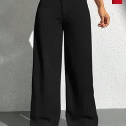 CILIMILI Women Pack of 2 Relaxed Straight Leg High-Rise Non Iron Trousers-image-8