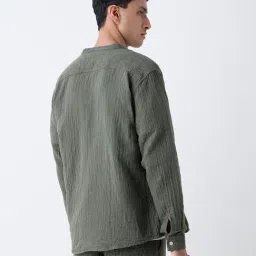 ETA by Westside Olive Pinstriped Relaxed-Fit Cotton Shirt - Exclusive image 2