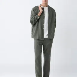 ETA by Westside Olive Pinstriped Relaxed-Fit Cotton Shirt - Exclusive image 3