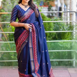Swaraas Ethnic Motifs Printed Woven Design Pashmina Saree-picture-35