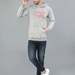 LIMEROAD Men Printed Hooded Sweatshirt image 3