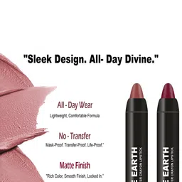 LOVE EARTH Set Of 2 Non-Transfer Matte Crayon Lipstick- 3.5 g Each- Brights image 2