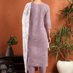 Da Vastraagaar Women Ethnic Motifs Printed Regular Mirror Work Pure Cotton Kurta with Trousers & With Dupatta image 5