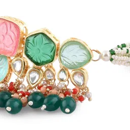 Zaveri Pearls Set Of 3 Multi-Color Kundan Choker Necklace Earring and Ring Set-ZPFK15095 image 3