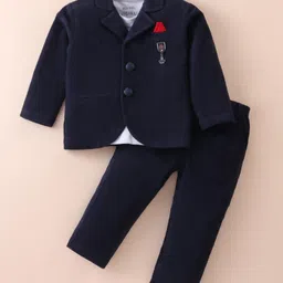 JASH KIDS Woven Full Sleeves Solid Color T-Shirt & Bottom Set- Navy Blue-picture-16