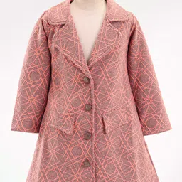 Enfance Full Sleeves Geometric Printed Blazer - Pink-image-1