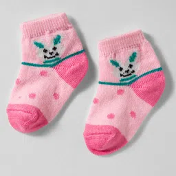 Model Knit Winterwear Socks With Bunny Design - Pink-picture-38