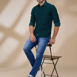 Parx Men Spread Collar Solid Cotton Slim Fit Casual Shirt image 5