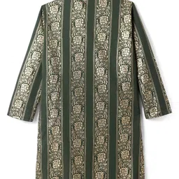 EARTHY TOUCH Single Jersey Knit Full Sleeves Kurta With Floral Foil Print - Green image 2