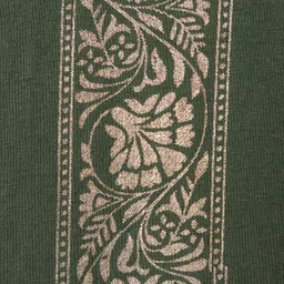 EARTHY TOUCH Single Jersey Knit Full Sleeves Kurta With Floral Foil Print - Green image 3