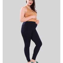 TUMMY Pack of 2 Viscose Solid Leggings - Black & Blue image 4