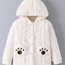 Mark & Mia Full Sleeves Winter Wear Night Suit With Paw Applique & Sling Bag - Cream image 3