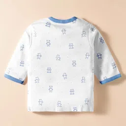 I Bears Interlock Woven Full Sleeves Night Suit With Animal Print With Cap - Blue image 3