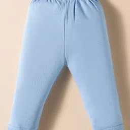 I Bears Interlock Woven Full Sleeves Night Suit With Animal Print With Cap - Blue image 5