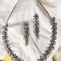 SHARLEEZ Rhodium-Plated American Diamond Stone Studded Jewellery Set image 2