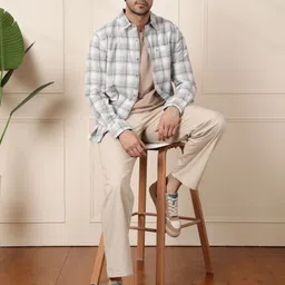 WROGN Men Comfort Fit Spread Collar Tartan Checked Cotton Casual Shirt image 2